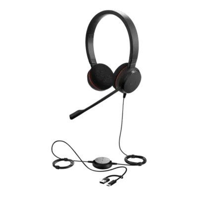 kursasmeni-Jabra Evolve 20, USB CA, MS Stereo 4999-823-169-fornet ქოლ-ცენტრის ყურსასმენი Jabra Evolve 20 MS Stereo, USB-C/A (4999-823-169)