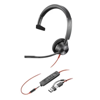 Poly Blackwire 3315 (8X217AA) - მონო ყურსასმენი USB-C და 3.5მმ კონექტორით | Fornet.ge