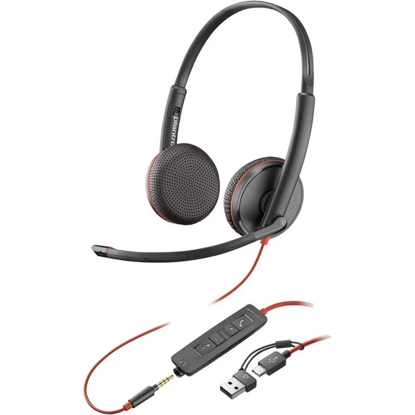 Poly Blackwire 3325 (8X229A6) - სტერეო ყურსასმენი USB-C და 3.5მმ კონექტორით | Fornet.ge