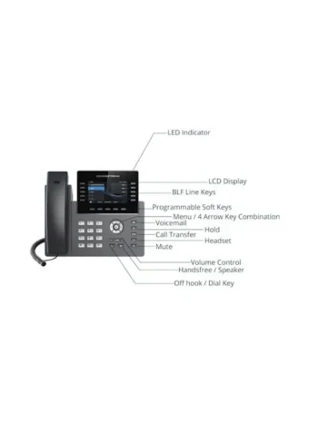 IP ტელეფონი Grandstream GRP2615 Carrier-Grade IP Phone, 10 Line Keys, 16 SIP Accounts, HD Audio (with Power Supply) (GRP2615)